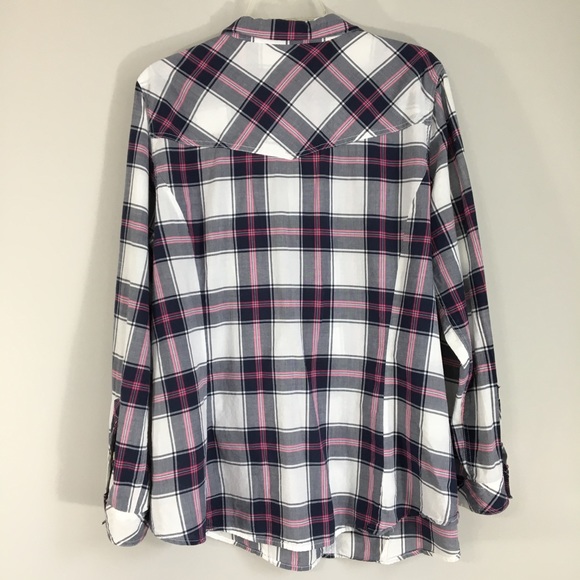 Torrid Plaid Cotton Button Down Shirt - Picture 4 of 6